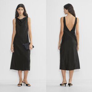 Aritzia: Wilfred Black Satin Cowl-Neck Slip Dress - Women's Size XL
